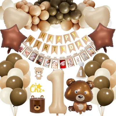 Image de Décorations pour le premier anniversaire de garçon sur le thème des ours