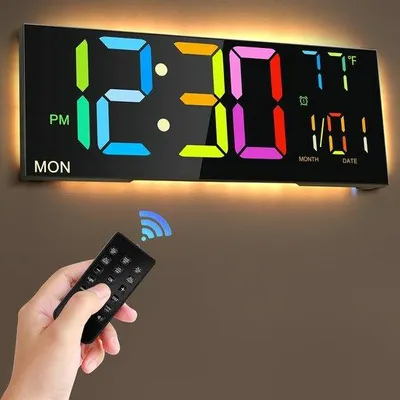 Obrázok produktu pre Digitálne nástenné hodiny s diaľkovým ovládaním a budíkom