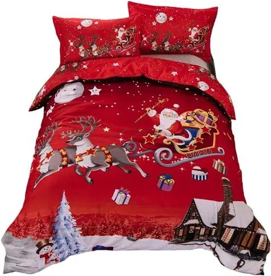 Produktbild von Famanu Bettwäsche Set 200 x 200 cm mit Weihnachtsmann und Rentier