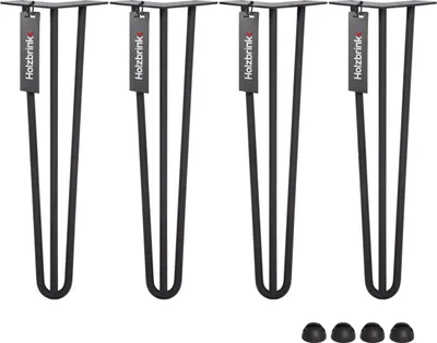 Produktbild von HOLZBRINK 4 x Hairpin Tischbeine Metall 3-Stangen, Hairpin Leg Möbelfuß, Schwarz, 43 cm, HLT-13A-43-9005