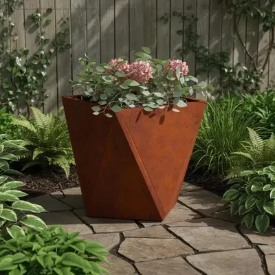 Obrázok produktu pre Kvetináč na vonkajšie použitie – štvorcový kovový kvetináč – 30 x 30 x 30 cm – stabilná konštrukcia – odolný voči poveternostným vplyvom – moderný dizajn