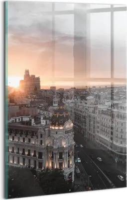 Produktbild von Designer Glasbild - Wandbild - Glas Bild - 20x30 cm - Altstadtpanorama Und Sonnenuntergang