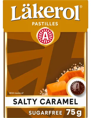 Immagine prodotto di Läkerol, caramella salata al caramello, senza zucchero, confezione grande da 75g