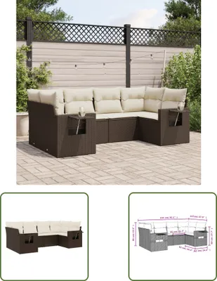 Produktbild von The Living Store 6-tlg. Garten-Sofagarnitur mit Kissen Braun Poly Rattan