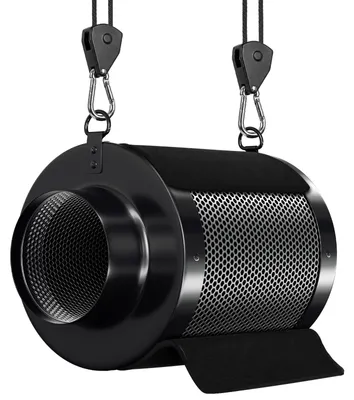 Image de Filtre à charbon actif ISOISL, diamètre 100 mm, dimensions 100x250 mm, filtre à charbon pour box de culture, filtre anti-odeurs pour ventilateur d'extraction