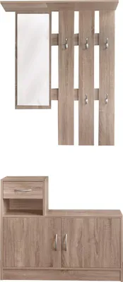 Produktbild von Garderobe Thekla, Garderobenpaneel mit Spiegel (90x116x22cm) und Schrank (90x75x24cm)