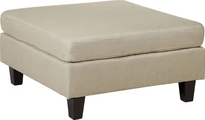 Image de Ottoman BELIANI tissu beige pieds en bois pour salon minimalisme / élégance