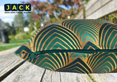 Produktbild von JACK 30x50cm Motiv Outdoor Lounge Kissen Dekokissen inkl. XXL-Füllung Wasserabweisend Sitzkissen Garten Stuhl Lotus Effekt, Farbe:Blatt Grün