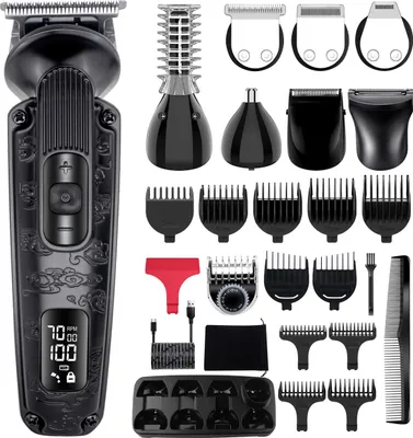 Produktbild von Hatteker Barttrimmer für Männer Haarschneider Elektrischer Rasierer Rasierapparat Schnurloses Wasserdichtes Herrenpflege-Set 8 in 1 Schwarz