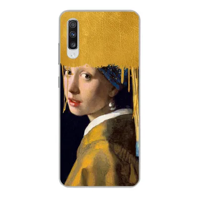 Produktbild von MuchoWow® Handyhülle Schutzhülle Hülle für Samsung Galaxy A70 Mädchen mit einem Perlenohrring - Gold - Vermeer Silikon Softcase Handy Hülle - Schutzhaube