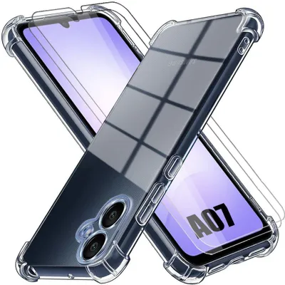 Image de Coque + 2 Verres Trempés pour Samsung Galaxy A07, Protection Silicone Slim Coins Renforcés Transparent
