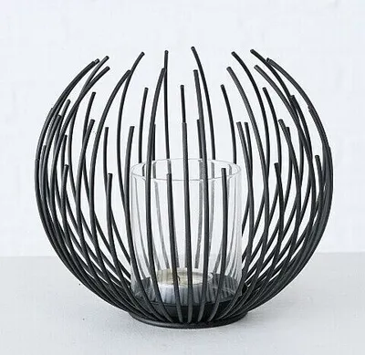 Produktbild von Windlicht Cylon mit Glaszylinder Eisen schwarz H 16 cm