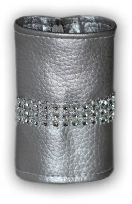 Serviettenringe, Kunstleder, silber, 10x15x10 cm, 6 Stück