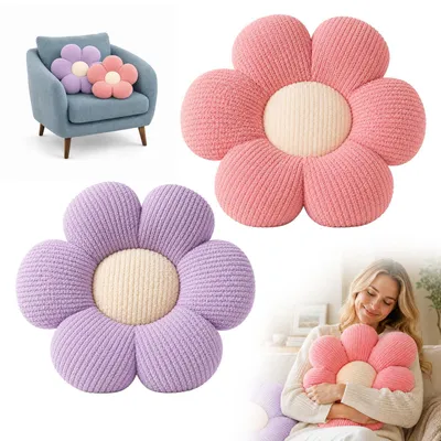 Immagine prodotto di Cuscino decorativo a forma di fiore, in morbido peluche, 40 x 40 cm, ideale per il divano