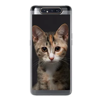 Produktbild von MuchoWow® Handyhülle Schutzhülle Hülle für Samsung Galaxy A80 Katze - Schwarz - Porträt Silikon Softcase Handy Hülle - Schutzdeckel