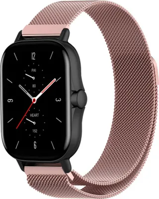 Produktbild von Strap-it Milanese Armband - Kompatibel mit Amazfit GTS 2 Armband Ersatzarmband Edelstahl - Armband mit Magnetverschluss - Hochwertiges Material - für Smartwatch 20mm Armband Rosa