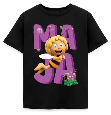 Produktbild von Spreadshirt Die Biene Maja 3 Maja Fliegt Kinder T-Shirt, 98/104 (3-4 Jahre), Schwarz