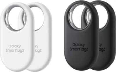 Produktbild von Samsung Galaxy SmartTag2 Bluetooth-Tracker, Kompassansicht, Suche in der Nähe, mit bis zu 500 Tage Laufzeit, wassergeschützt, Schwarz/Weiß (4 Stück)