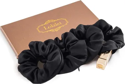 Image de pack de 4 élastiques à cheveux Lolalet Scrunchies Femme Sac à fermeture éclair