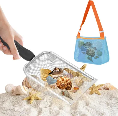 Produktbild von Strandspielzeug Tasche, Rvs Kinderspaten, Wiederverwendbare Sammeltasche mit Reißverschluss, Für Jungen und
