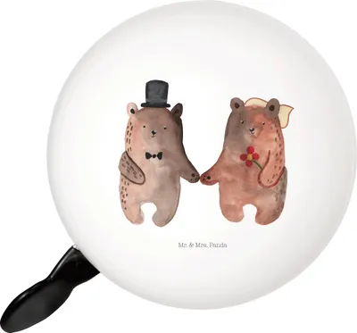 Produktbild von Mr. & Mrs. Panda Fahrradklingel Bär Heirat - Weiß - Geschenk, Verheiratet Heirate Hochzeit Hochzeitsgeschenk Hochzeitspaar, Teddybär, Klingel Für Fahrrad, glocke