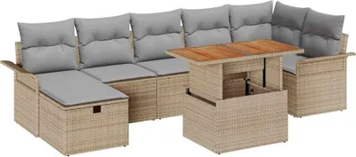 Produktbild von vidaXL Gartensofa-set 8 stk. Beige Poly-Rattan