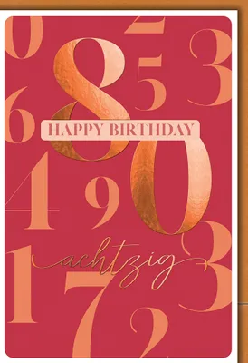 Produktbild von 80. Geburtstag - Karte mit Umschlag - Große Zahlen