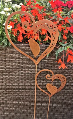 Produktbild von Beetstecker Liebesherz Liebe 2er Set Cortenstahl Garten