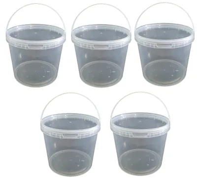 Produktbild von SILPLAST Eimer mit Deckel 10L x 5 Kunststoffeimer 10 Liter lebensmittelecht stapelbar Plastikeimer leer Transparent