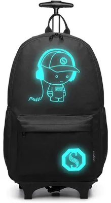 Produktbild von Kinderrucksack mit Rollen 2in1 Handgepäckkonform 48x30x17cm Schwarz