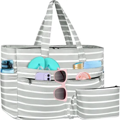 MLPKOI Mesh Strandtasche XXL + Kosmetiktasche - Große Badetasche Familie