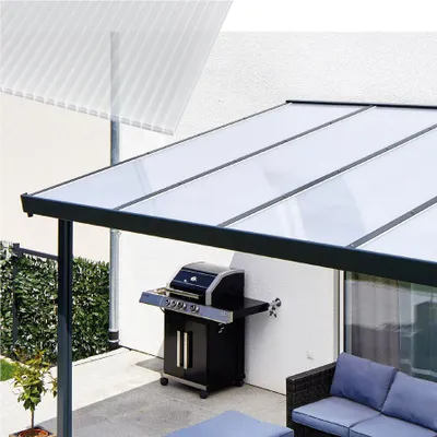 Produktbild von Gutta Terrassendachsystem Premium weiß/anthrazit 510 x 506 cm Polycarbonat weiß opal Anthrazit