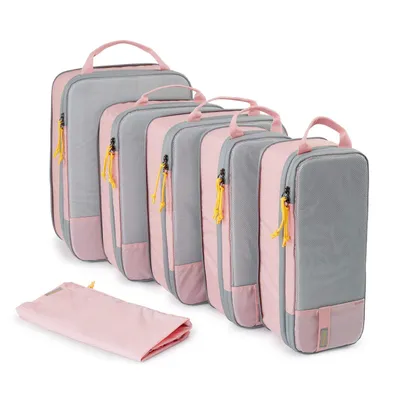 Produktbild von Minicee 6er Packing Cubes Set mit Kompression, Koffer Organizer Reisetaschen Set, Reise Organizer für Koffer & Rucksack, Rosa