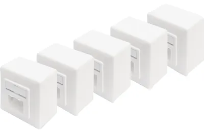 Produktbild von Digitus CAT 6, Klasse E, Datendose, Aufputz, RJ-45, Weiß, 245 mm, 90 mm, 95 mm, 1,25 kg