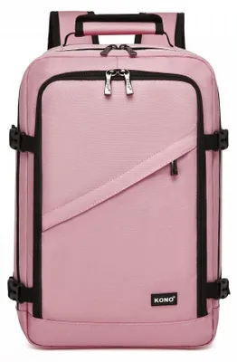 Produktbild von Handgepäck Rucksack Kabinenrucksack für Damen von Ryanair und WizzAir, 40 x 30 x 20 cm, 20 l, Kleiner rosa mit Expander