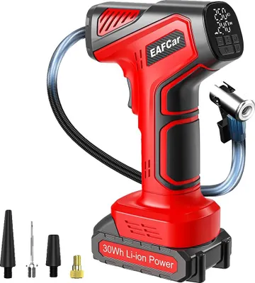 Zdjęcie produktu dla Przenośna sprężarka powietrza, 160 PSI, akumulator litowo-jonowy, czerwona, zasilana bateryjnie