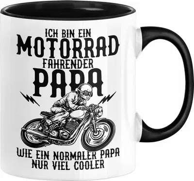 Produktbild von Motorrad Papa Tasse Geschenk Motorradfahrer Vatertag Geschenkidee Ich Bin Ein Motorrad Fahrender Papa Wie Ein Normaler Papa Nur Viel Cooler Kaffee-Becher (Schwarz)