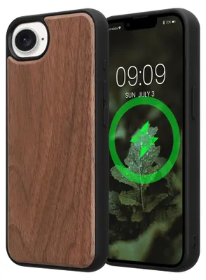 Produktbild von kwmobile Echtholz Schutzhülle kompatibel mit Apple iPhone 17e / iPhone 16e Hülle - Cover aus Holz und TPU - Kompatibel mit MagSafe - Case in