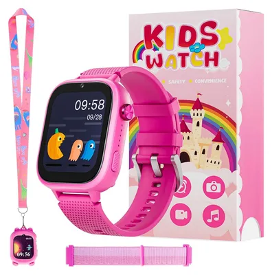 Produktbild von 4G Kinder Smartwatch mit GPS, Telefon & Videoanruf, SOS, Kamera, Nachrichten, Schrittzähler und Schulmodus – Armbanduhr für Jungen und Mädchen (Pink)