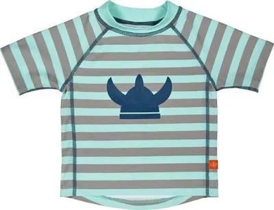 Produktbild von Lässig Splash & Fun Kurzarm Rashguard / Badeshirt - Gestreiftes Aqua 6 Monate