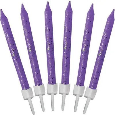 Produktbild von 12 Lila Glitzernde Tortenkerzen