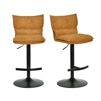 Produktbild von Duhome Barstuhl 2er Set Höhenverstellbar Barhocker Drehbar aus Bouclé Küchenhocker mit Fußstütze Polsterhocker für Bistro Bar Küche, Gelb