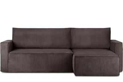Obrázek produktu pro Konsimo levá/pravá rohová pohovka s funkcí spaní s područkami "NAPI", hnědá, manšestrová látka, Loft, 246x89x148 cm