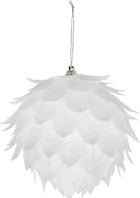 Image de Décoration de Noël MagicHome, Boule, blanche, avec paillettes, 10 cm