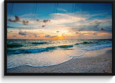 Produktbild von MuchoWow® MuchoWow® Gerahmtes Poster Strand - Meer - Sonnenuntergang 90x60 cm - Poster mit zchwarzem Bilderrahmen - Fotorahmen - Foto-Plakat