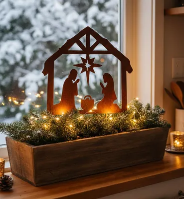 Productafbeelding van Grastoppertjes voor een kerststal, winterdecoratie van roestvrij staal, metaal, ideaal voor kerstdecoratie in de tuin