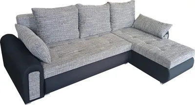 Produktbild von Relaksująca sofa narożna z funkcją spania i podstawą łóżka w kolorze szarym i czarnym, berlin 01 + sawana 14