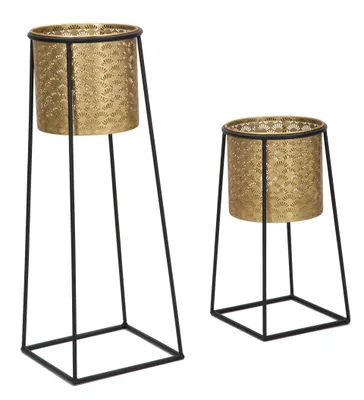 Produktbild von Mauro Ferretti Blumentopf-Ständer CUP 2er-Set Gold Schwarz 26x70 23x45 cm