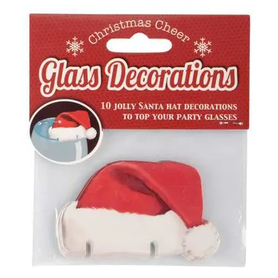 Zdjęcie produktu dla Dekoracja świąteczna na szklanki "Santa" (10 sztuk)