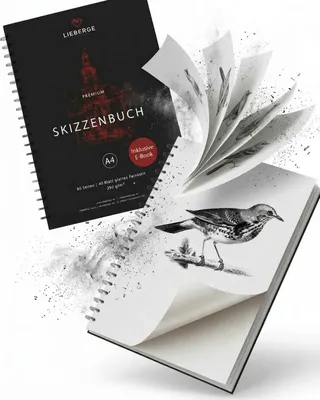 Produktbild von LIEBERGE Premium Skizzenbuch A4 220g – Radierfestes Sketchbook  Germany – Zeichenblock für Bleistift, Marker, Mixed Media, Aquarell uvm.